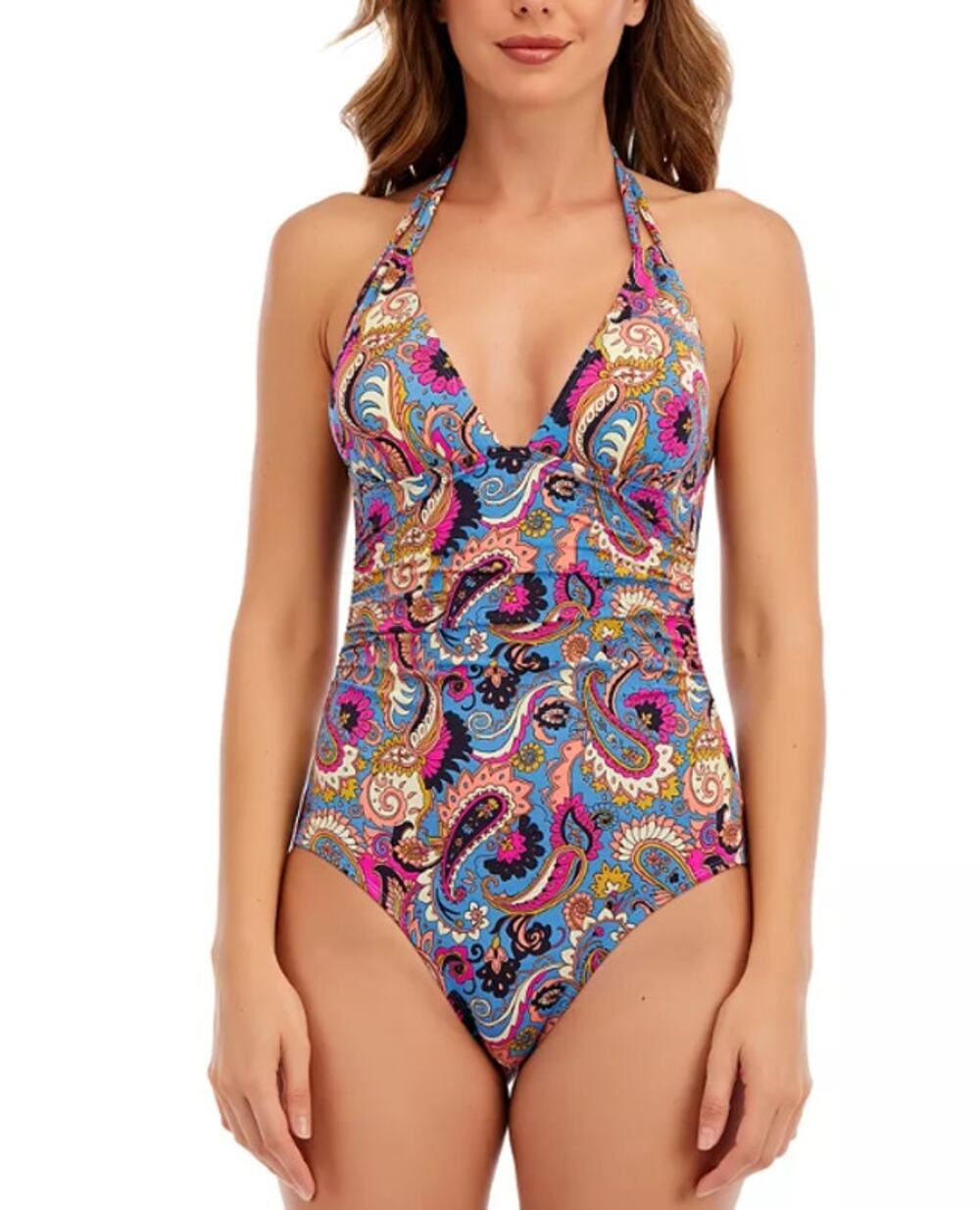 LUCKY BRAND Paisley Poolside Charm One Piece Swimsuit Small Blue Multicolor NWT